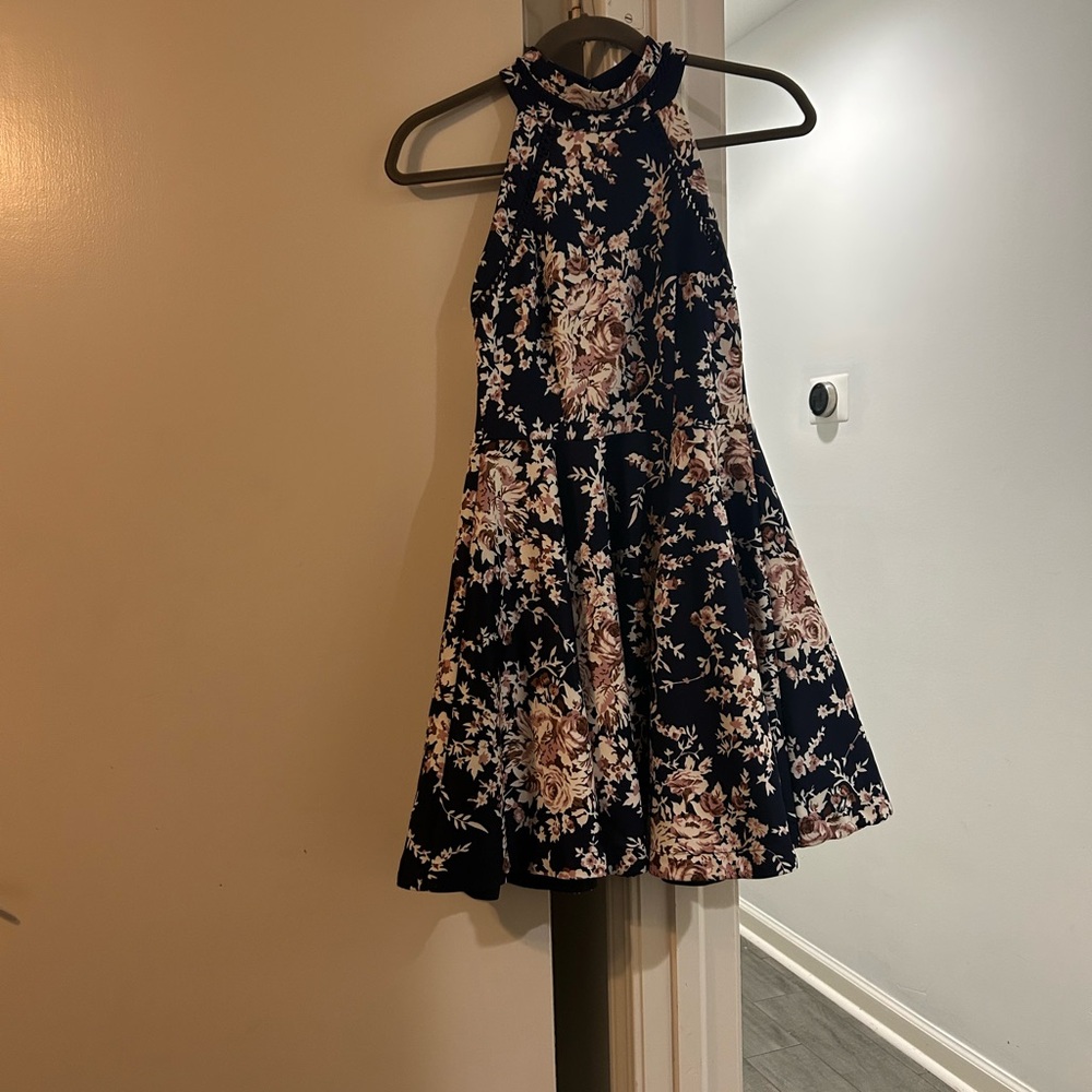 B Darlin Navy and Pink Floral Kids Dress